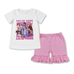 GSSO1390 Singer Star Pink Cotton Girls Shorts Set