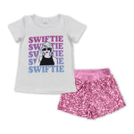 Preorder GSSO1425 Singer Star Pink Sequin Shorts Girl's Set