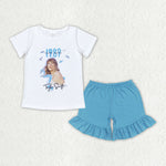 GSSO1452 Singer Star 1989 Blue Girls Shorts Set