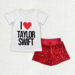 GSSO1456 Singer Star Red Sequin Shorts Girl's Set