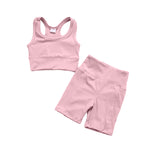 Preorder GSSO1516 Pink Sports Yoga Biker Shorts Girls Set