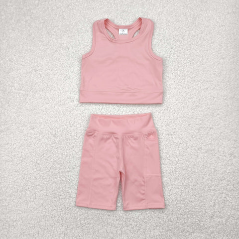 GSSO1518 Pink Sports Girls Shorts Set