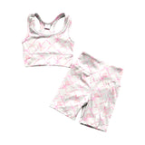 Preorder GSSO1544 Bows Pink Sports Yoga Biker Shorts Girls Set