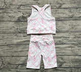 Preorder GSSO1544 Bows Pink Sports Yoga Biker Shorts Girls Set