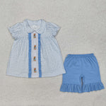 GSSO1583 Embroidery Easter Rabbit Girls Shorts Set