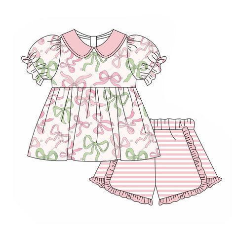 Preorder 12.04 GSSO1599 Bows Pink Girls Shorts Set