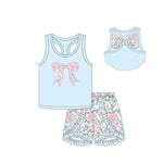 Preorder 12.05 GSSO1602 Bows Flower Ruffles Girls Shorts Set