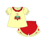 Preorder 12.05 GSSO1610 Strawberry Red Girls Shorts Set