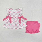 GSSO1620 Coquette Bows Pink Girls Shorts Set