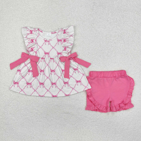 GSSO1620 Coquette Bows Pink Girls Shorts Set