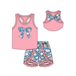 Preorder 12.06 GSSO1622 Bows Flower Ruffles Girls Shorts Set