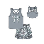 Preorder 12.06 GSSO1623 Bows Camo Ruffles Girls Shorts Set