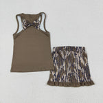 GSSO1627 Bows Camo Ruffles Girls Shorts Set