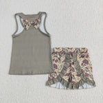 GSSO1629 Bows Camo Ruffles Girls Shorts Set