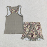 GSSO1629 Bows Camo Ruffles Girls Shorts Set