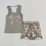 GSSO1629 Bows Camo Ruffles Girls Shorts Set