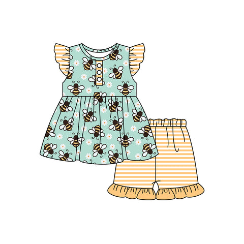 Preorder 12.09 GSSO1635 Bee Flower Girls Shorts Set