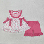 GSSO1639 Bows Pink Girls Shorts Set