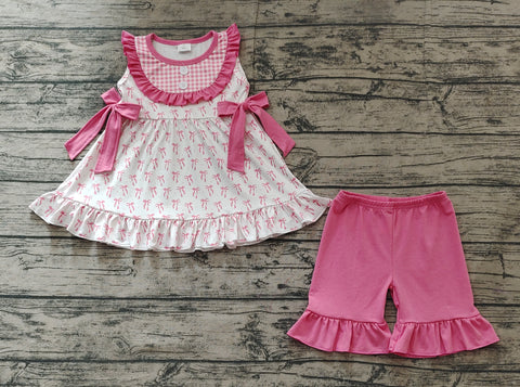 Preorder GSSO1639 Bows Pink Girls Shorts Set