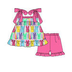 Preorder 12.09 GSSO1641 Easter Colorful Bunny Girls Shorts Set