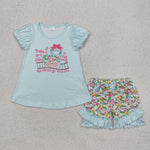 GSSO1643 Truck Flower Girls Shorts Set