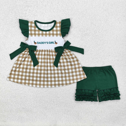 GSSO1646 Embroidery Daddy's Girl Mallard Ducks Girls Shorts Set