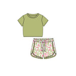 Preorder 12.13 GSSO1653 Tulip Flower Sports Girls Shorts Set