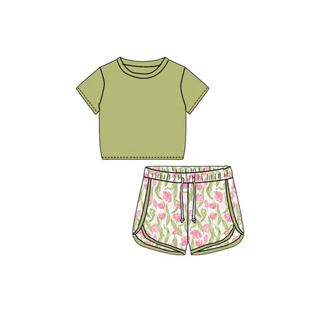 Preorder 12.13 GSSO1653 Tulip Flower Sports Girls Shorts Set