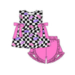 Preorder 12.13 GSSO1659 Sis. Plaid Pink Girls Shorts Set