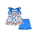 Preorder 12.13 GSSO1662 July 4th Bows Girls Shorts Set