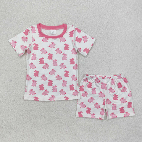 GSSO1700 Easter Rabbit Blue Girls Shorts Pajamas Set