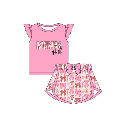 Preorder 12.24 GSSO1714 MAMA'S girl Bows Pink Girls Shorts Set