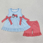 GSSO1728 Embroidery Chick Truck Girls Shorts Set