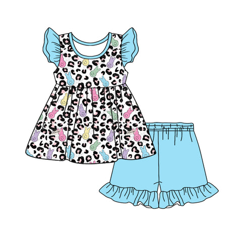 Preorder 12.29 GSSO1733 Easter Bunny Leopard Girls Shorts Set