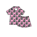 Preorder 12.30 GSSO1743 Western Pink Buttons Girls Shorts Pajamas Set