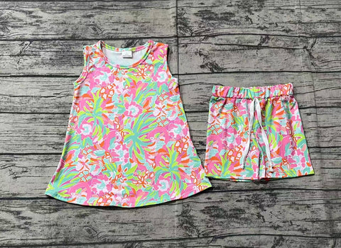 Preorder GSSO1749 Summer Flower Girls Shorts Set