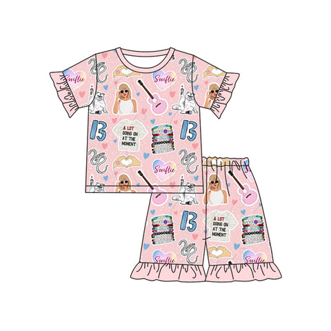 Preorder 12.30 GSSO1754 Singer Star 1989 Pink Girls Shorts Pajamas Set