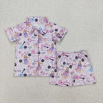GSSO1773 Singer Star Pink Buttons Girls Shorts Pajamas Set