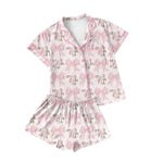 Preorder GSSO1779 Bows Flower Pink Buttons Adult Women Pajamas Set