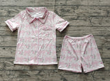 Preorder GSSO1779 Bows Flower Pink Buttons Adult Women Pajamas Set