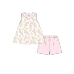 Preorder 01.03 GSSO1782 Flower Pink Girls Shorts Set