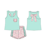 Preorder 0GSSO1784 Leopard Green Girls Shorts Set