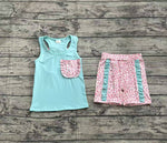 Preorder 0GSSO1784 Leopard Green Girls Shorts Set