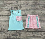Preorder 0GSSO1784 Leopard Green Girls Shorts Set