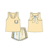 Preorder GSSO1788 Flower Floral Yellow Girls Shorts Set