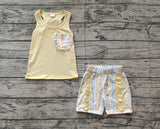 Preorder GSSO1788 Flower Floral Yellow Girls Shorts Set