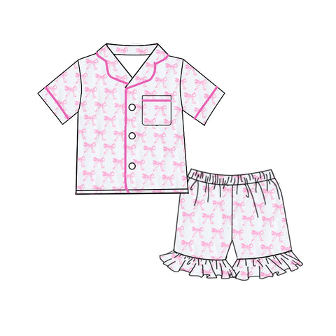 Preorder 01.09 GSSO1821 Coquette Bows Pink Buttons Adult Women Pajamas Set