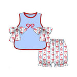 Preorder 01.09 GSSO1823 July 4th Bows Girls Shorts Set