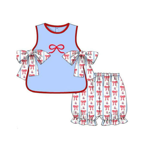 Preorder 01.09 GSSO1823 July 4th Bows Girls Shorts Set