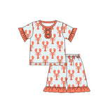 Preorder 01.11 GSSO1829 Crawfish Orange Girls Shorts Pajamas Set